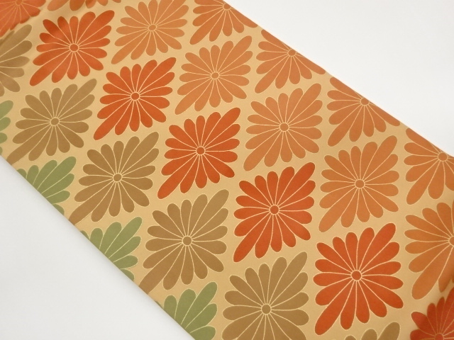 Nagoya obi with gold Shirose gilt chrysanthemum and water chestnut patterns